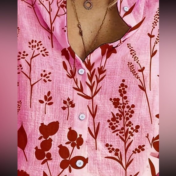 Boho floral print button down casual top - Picture 2 of 15